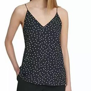 DKNY Strappy Polka Dot Tank Top